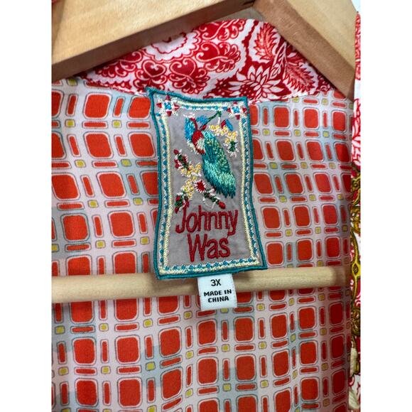 Johnny Was Samira Mixed-Print Embroidered back Silk Tie-Front Kimono - Picture 5 of 5